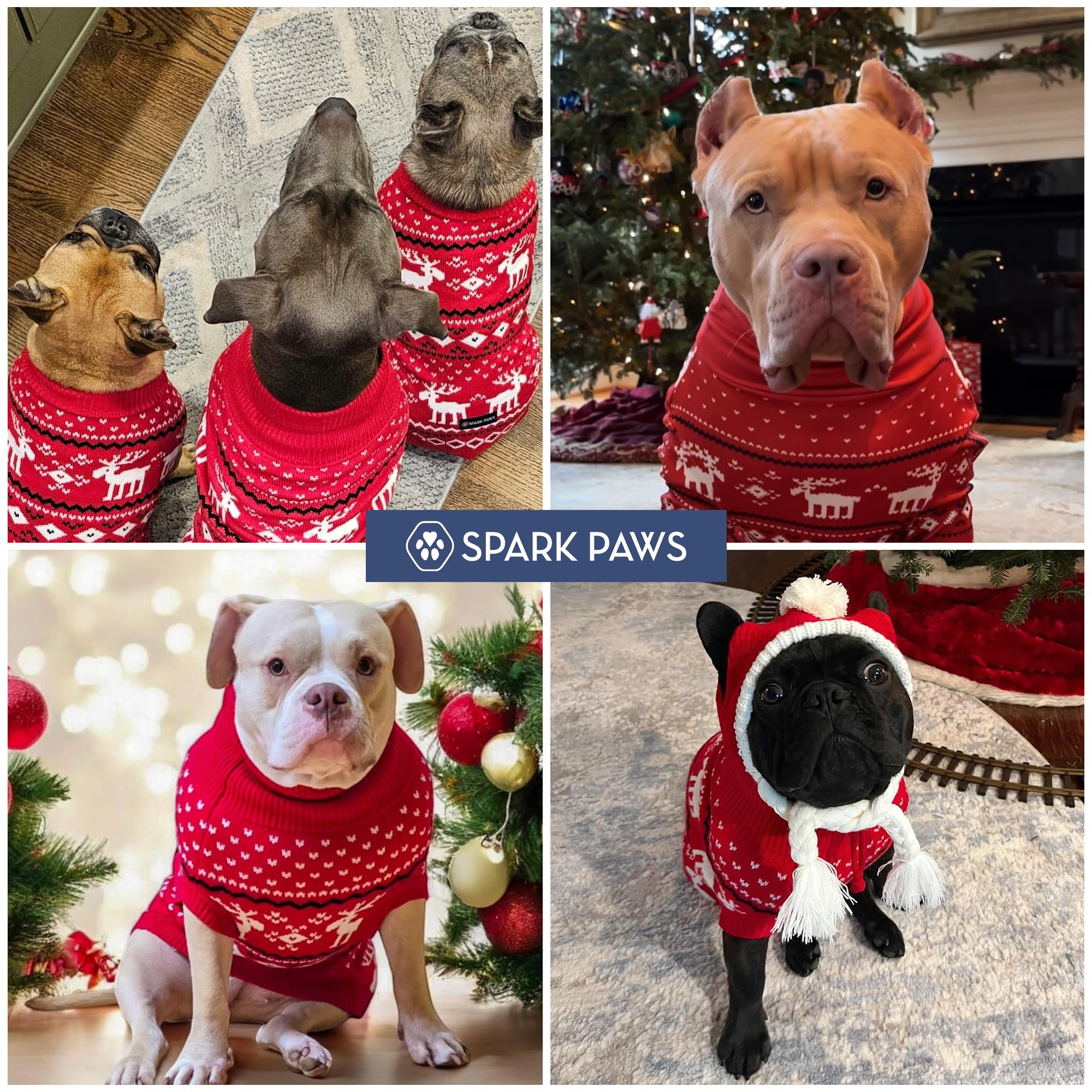 Spark Paws Christmas Dog Sweater – Ultra Soft Holiday Knit Sweater for Small, Medium & Large Dogs, Cute Pet Sweater for French Bulldogs & Big Dogs, Easy Potty V Cut Design Jacket - (Dasher Red,XL) - Image 6