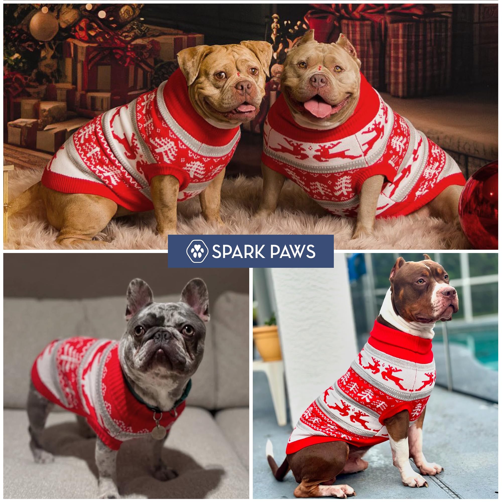 Spark Paws Christmas Dog Sweater - Ultra Soft Holiday Knit Sweater for Small, Medium & Large Dogs, Cute Pet Sweater for French Bulldogs & Big Dogs, Potty V Cut Design Jacket (Winter Wonderland, M) - Image 6