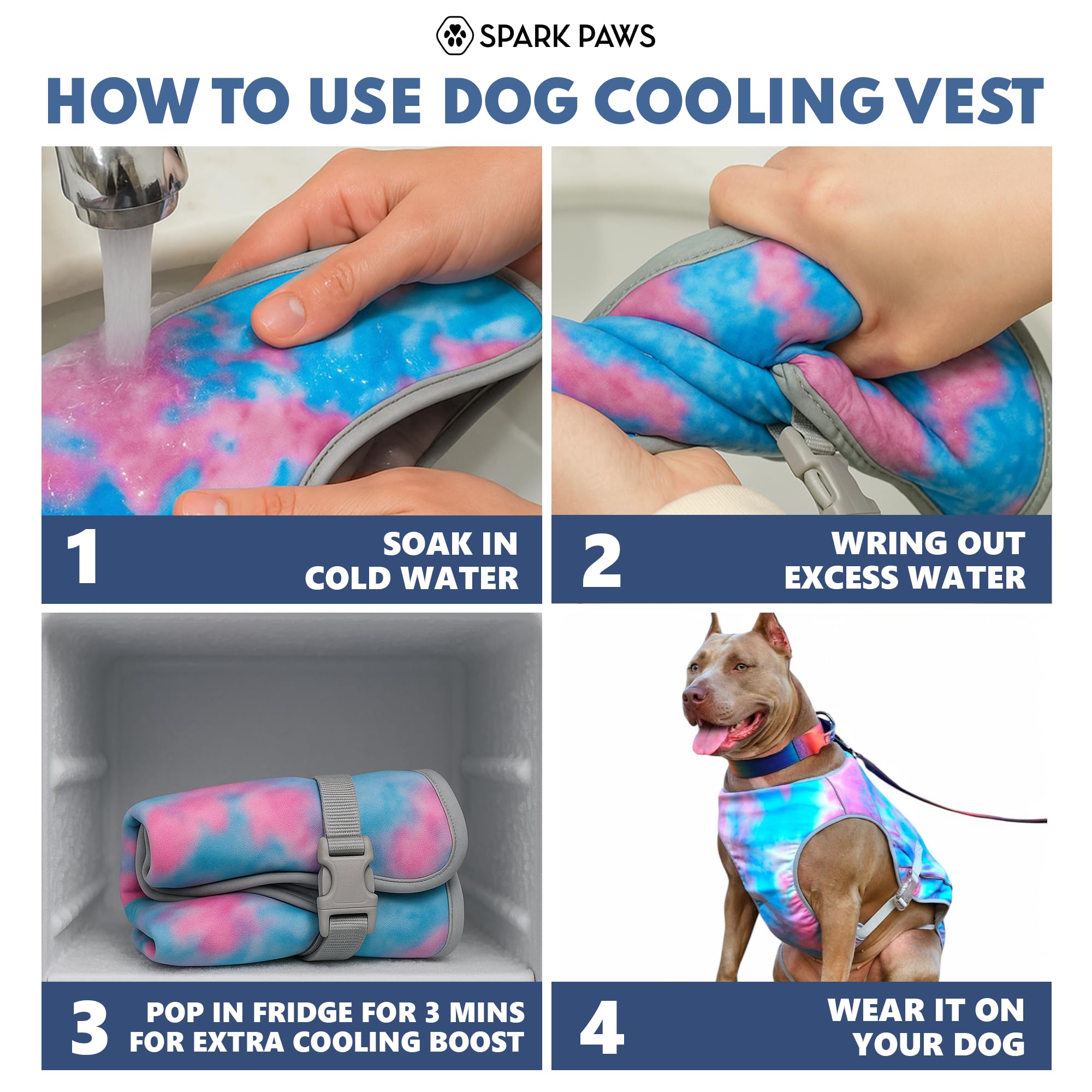 Spark Paws Dog Cooling Vest - SPF 50 UV Sun Protection - Summer Heat Relief Gear for Dogs, Lightweight, Evaporative Cooling - Dog Anxiety Relief Vest During Hot Days - Snowcone, Small - Image 3