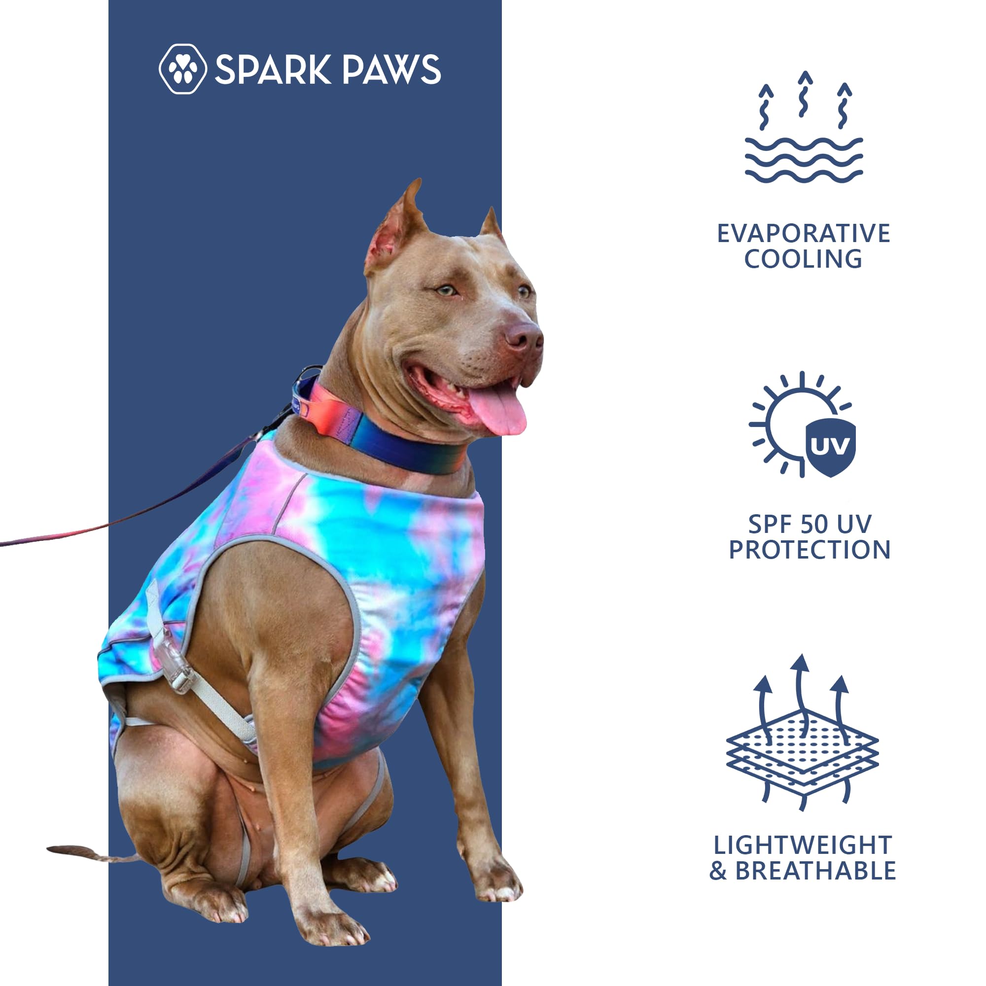 Spark Paws Dog Cooling Vest - SPF 50 UV Sun Protection - Summer Heat Relief Gear for Dogs, Lightweight, Evaporative Cooling - Dog Anxiety Relief Vest During Hot Days - Snowcone, Small - Image 4