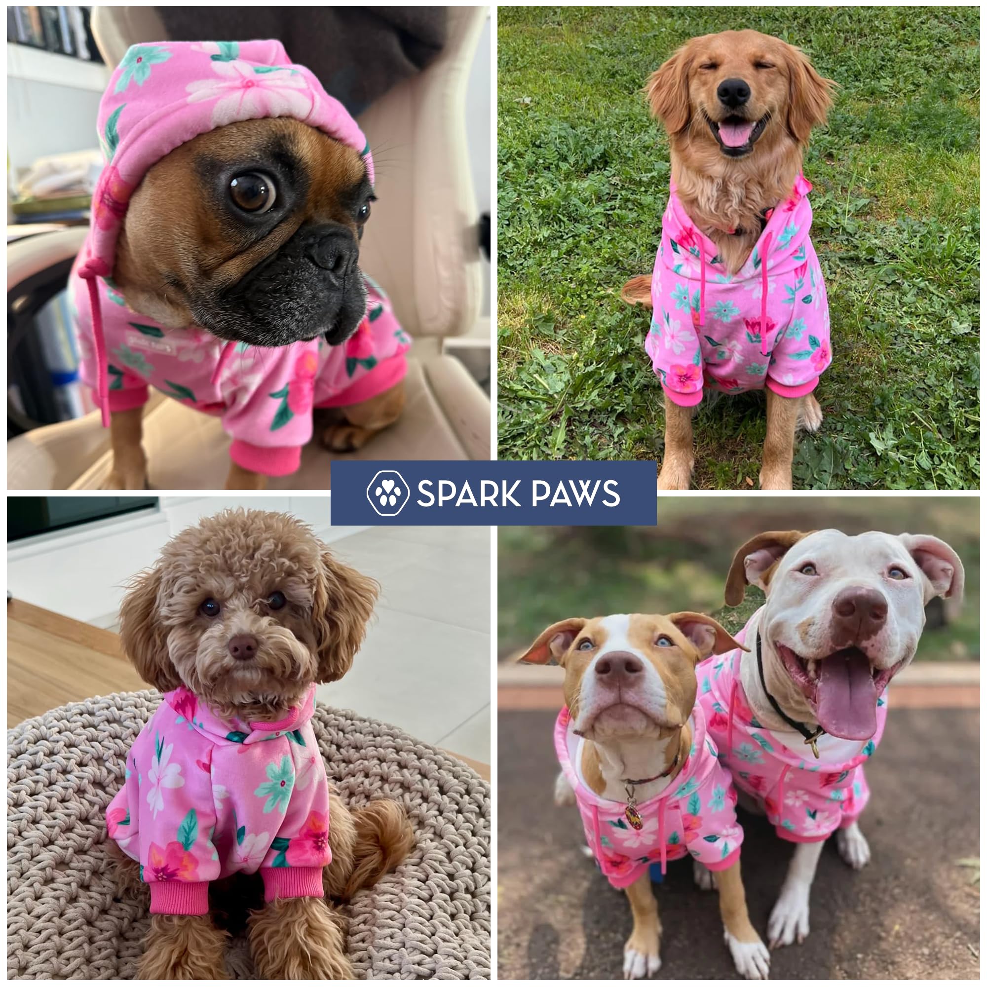Spark Paws Dog Hoodie – Premium Dog Sweater for Small, Medium, and Large Dogs | Warm Outfits for French Bulldogs, Pitbull, Puppy, Winter Jacket Alternative - Blossom - 4XL - Image 6