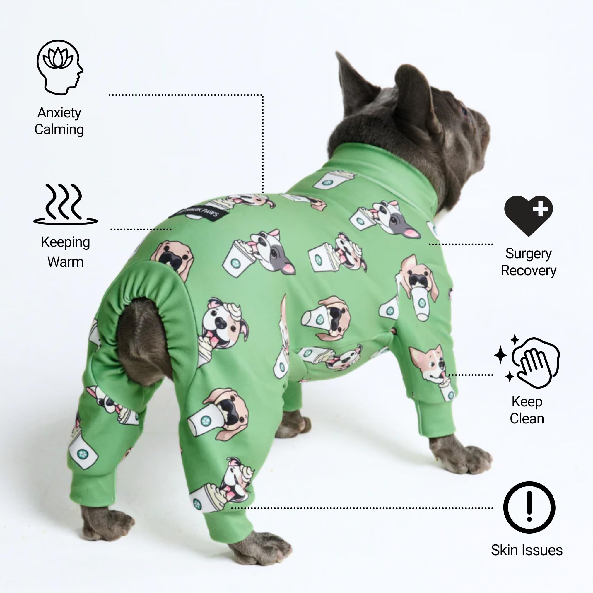 Spark Paws Dog Pajama, Dog Recovery Suit Male, Onesie, Ultra-Soft and 4-Way Stretch, for Small Medium and Large Breeds - Pup Cup - XL - Image 3