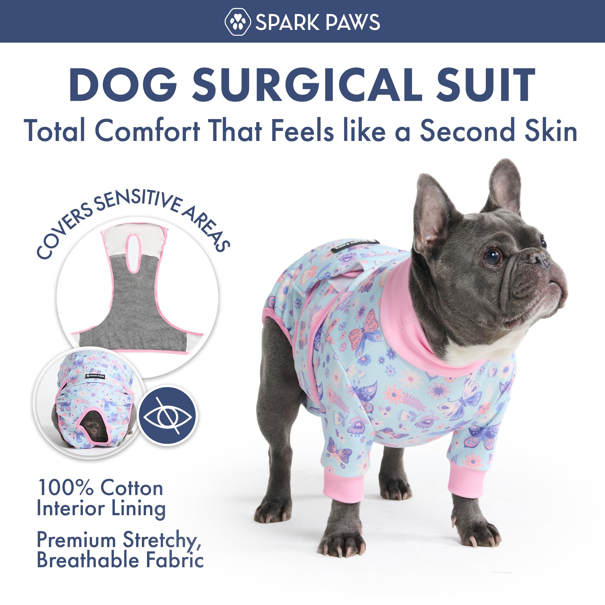 Spark Paws Dog Surgery Recovery Suit – Dog Recovery Suit After Surgery, Anti-Lick Dog Onesie, Abdominal Wound Protector, Soft Cone Alternative for Spay Neuter Male Female Pet Recovery - Butterfly, 3XL - Image 4