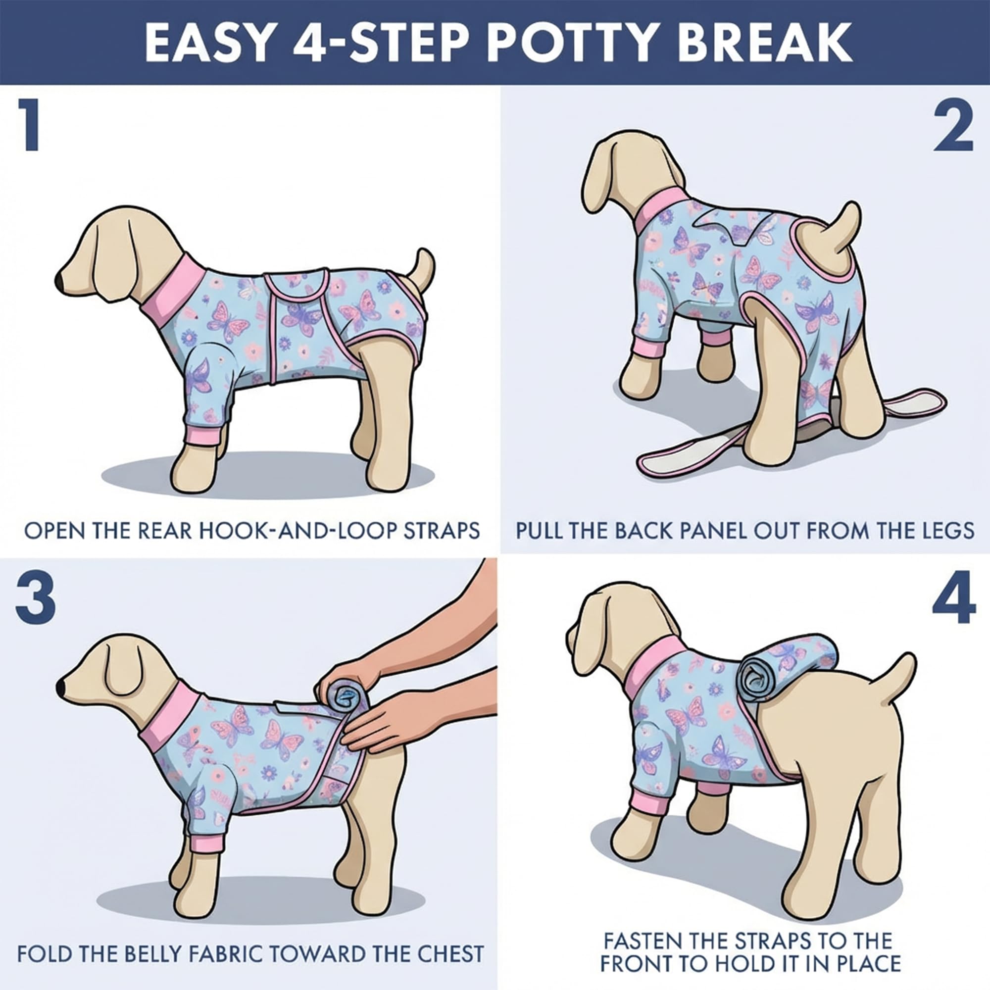 Spark Paws Dog Surgery Recovery Suit – Dog Recovery Suit After Surgery, Anti-Lick Dog Onesie, Abdominal Wound Protector, Soft Cone Alternative for Spay Neuter Male Female Pet Recovery - Butterfly, 3XL - Image 6