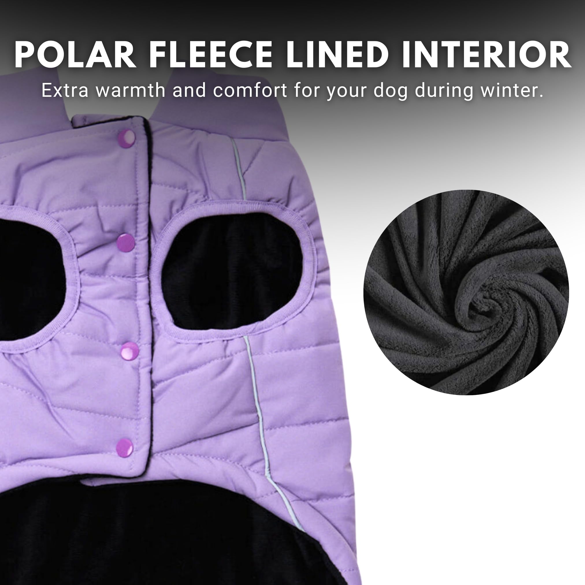 Spark Paws Dog Winter Jacket, Water-Resistant Coat, Warm Reflective Windproof Fleece-Interior, for Medium and Large Dogs - Lilac - 4XL - Image 5
