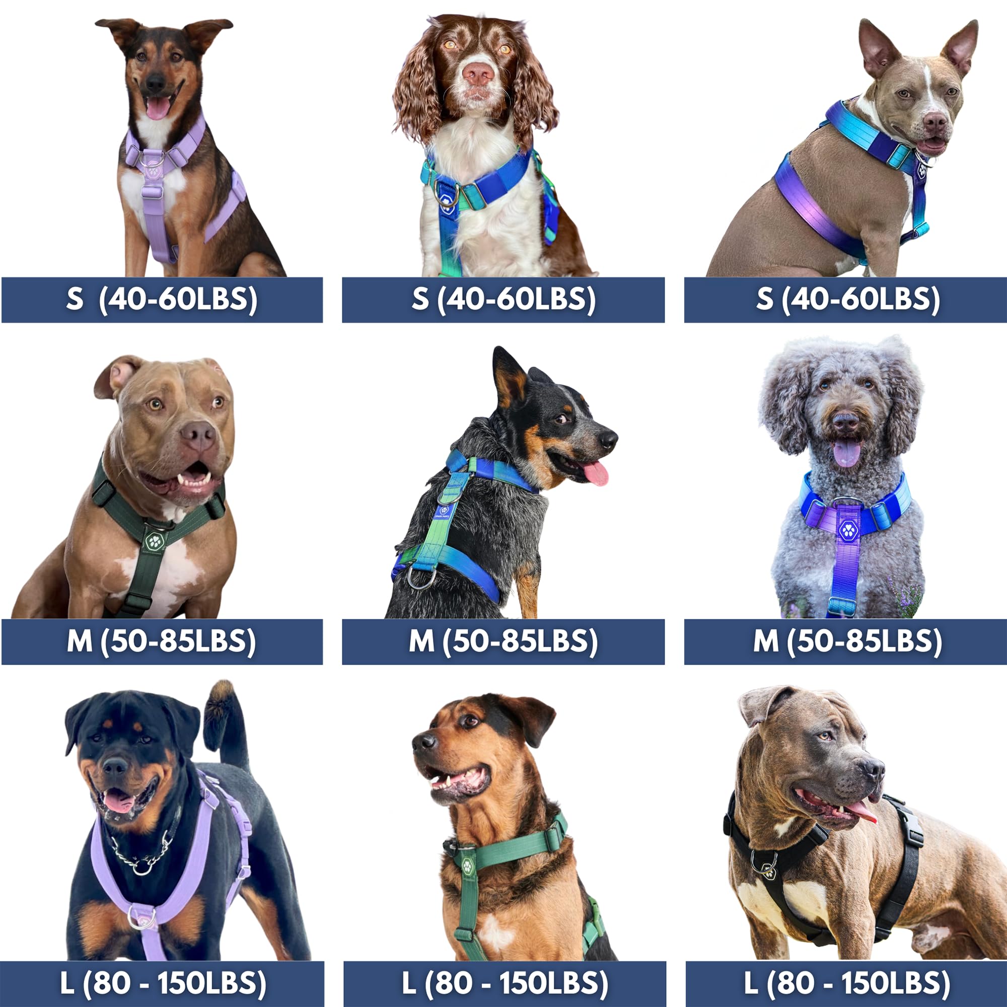 Spark Paws No Pull Dog Harness with Handle for Large Dogs, Heavy Duty Dog Harness for Big Strong Breeds, Adjustable, Y Shaped Padded Halter Design with Front Clip - Black - S - Image 7